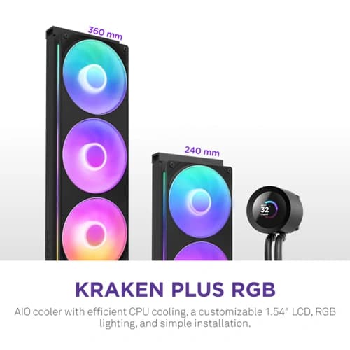NZXT Kraken Plus 360 RGB CPU Liquid Cooler with LCD Display